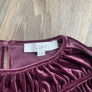 LOFT Deep Burgundy Velvet Blouse